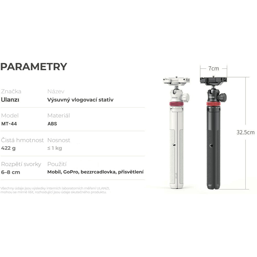 Ulanzi MT-44 V2 bílý – Parametry přehledně
