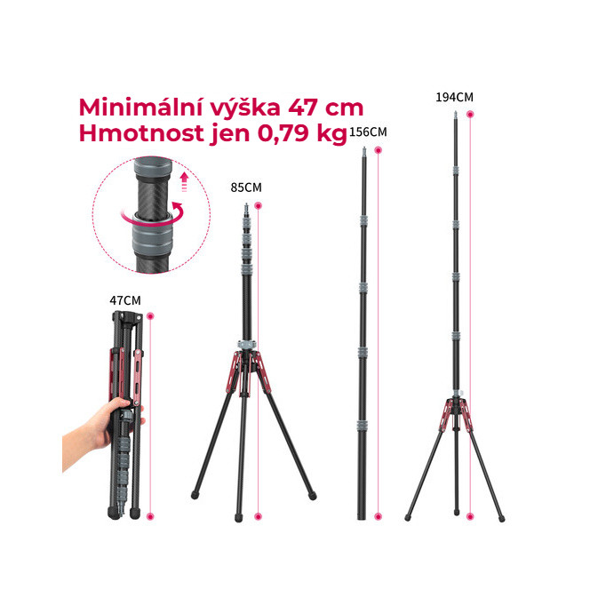 Ulanzi MT-49 karbonový stativ – Od 47 cm do 194 cm
