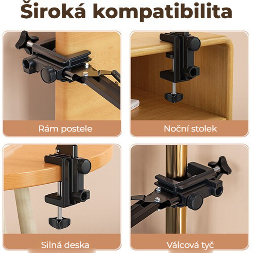 Ulanzi T2 stolní rameno – Rám postele, noční stolek i silná deska