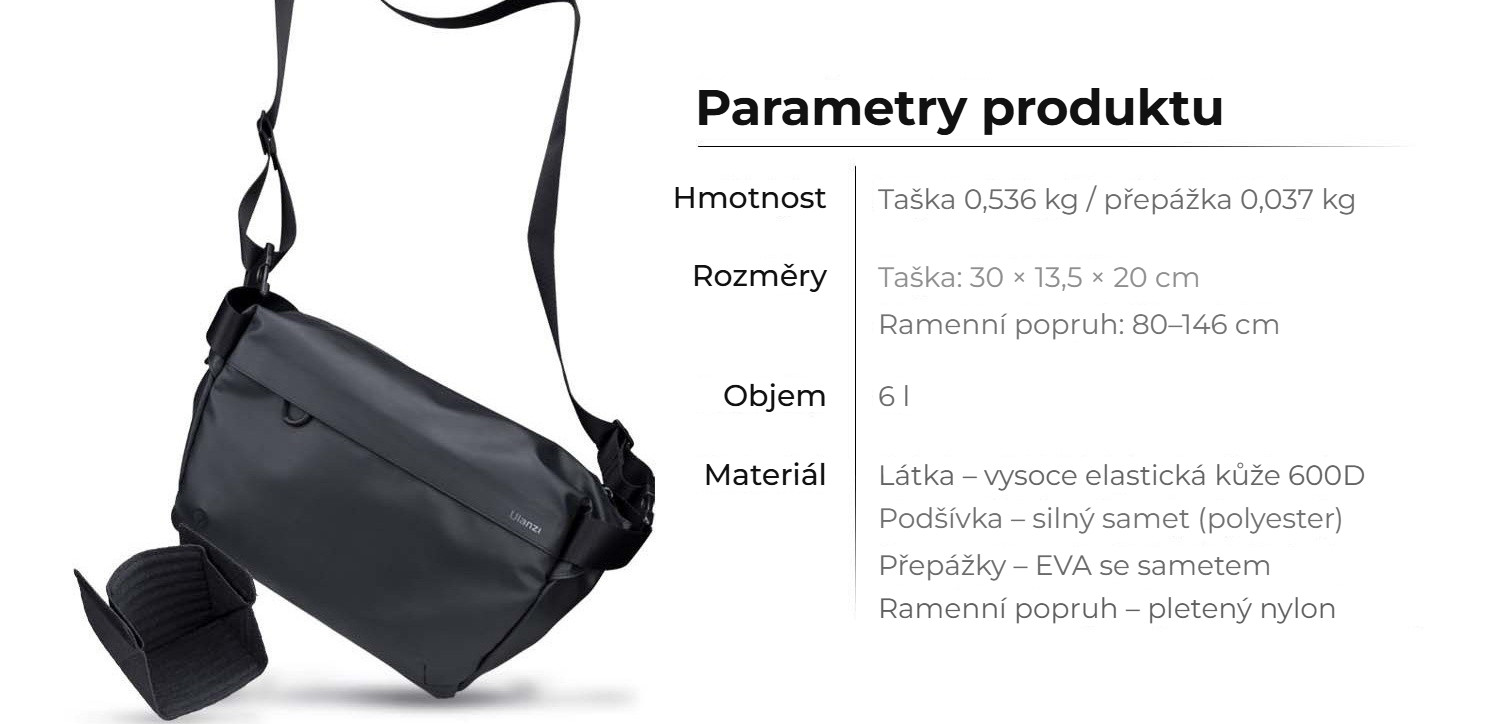 Ulanzi foto brašna přes rameno – Parametry a materiály