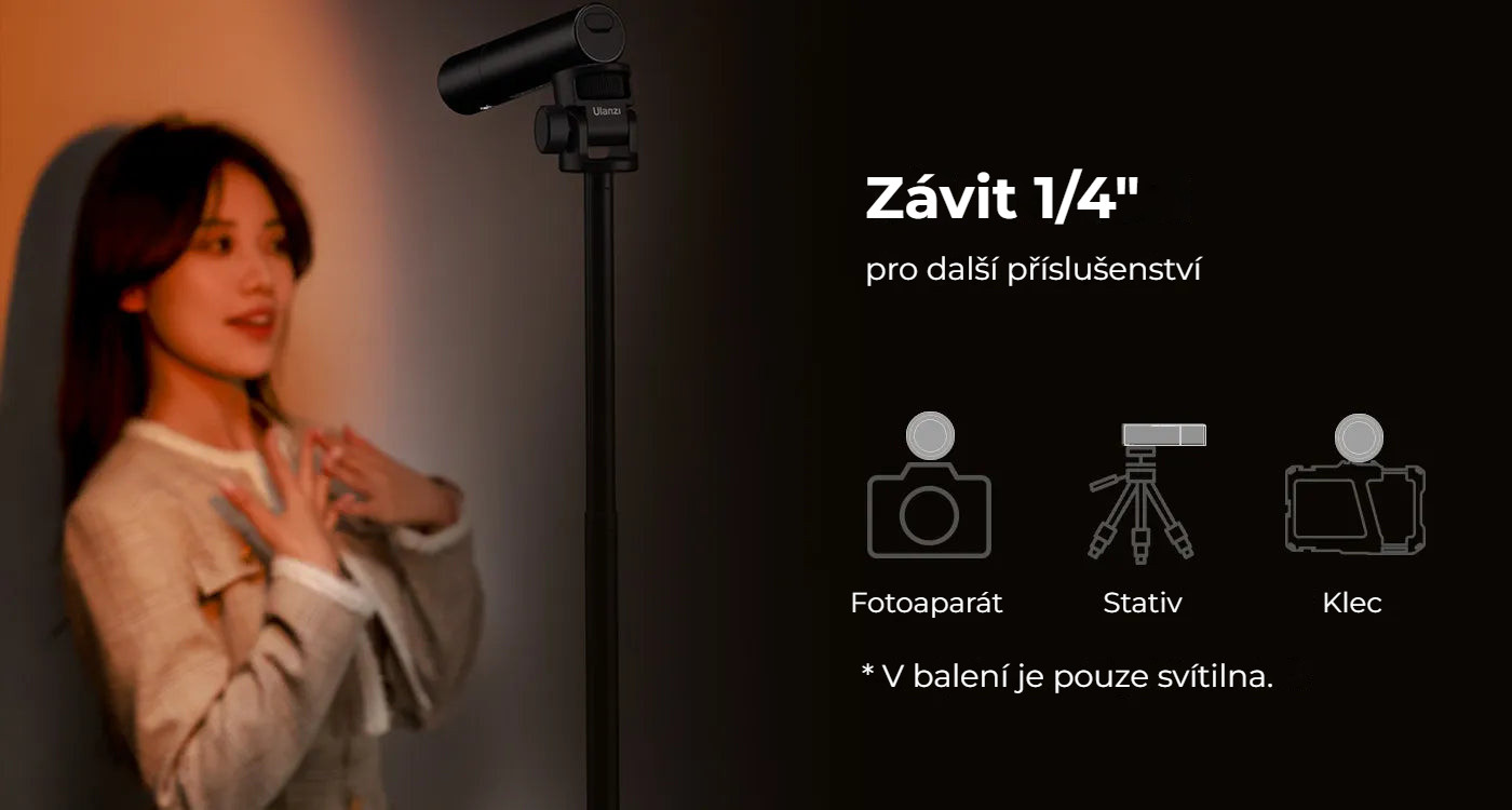 Ulanzi LM07 Videography Flashlight – Závit 1/4″ pro další příslušenství