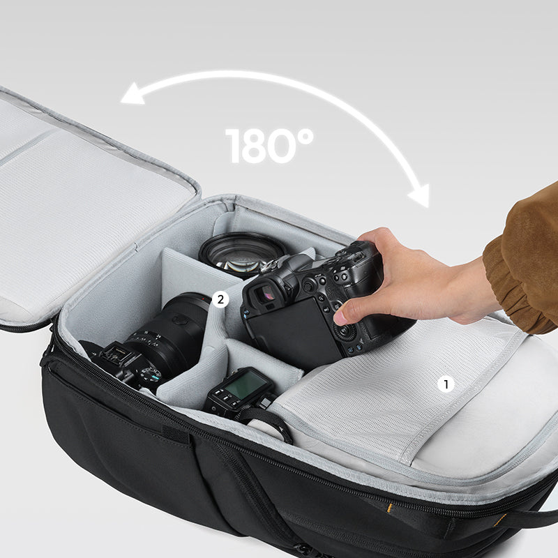 Ulanzi YY038 Urban Travel Backpack V2 22L – Otevření o 180°